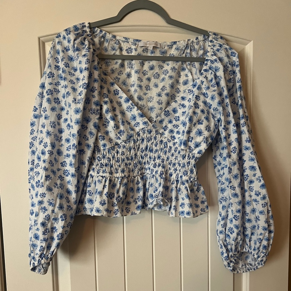 Blue and white blouse